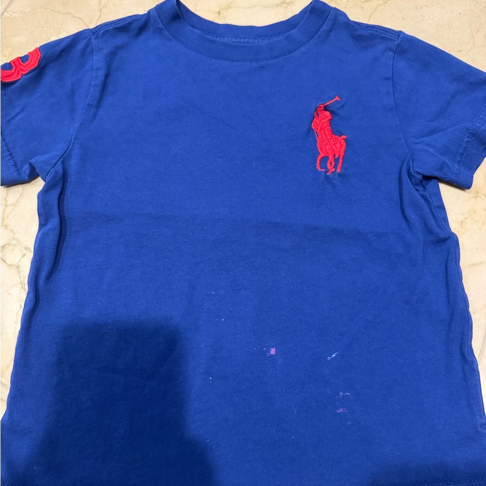 Polo by Ralph Lauren Kids Big Pony Royal Blue Tee with Red Logo - 3T